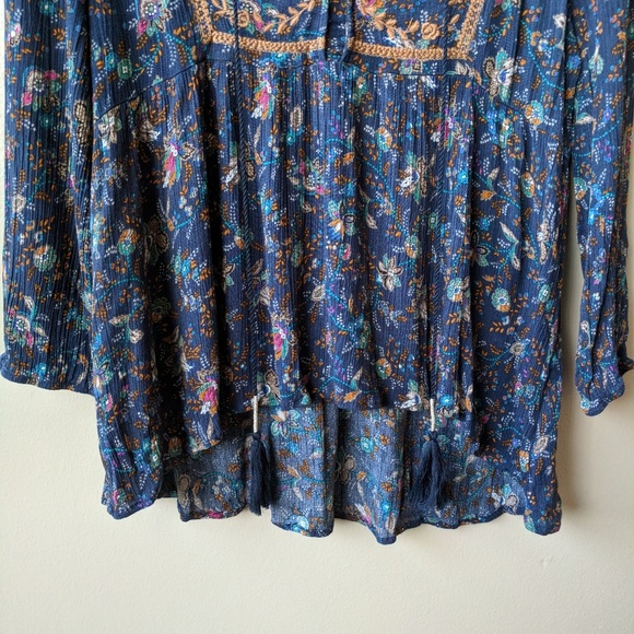 Alya Floral Print Boho Tassel Embroidered Blouse - Picture 6 of 8